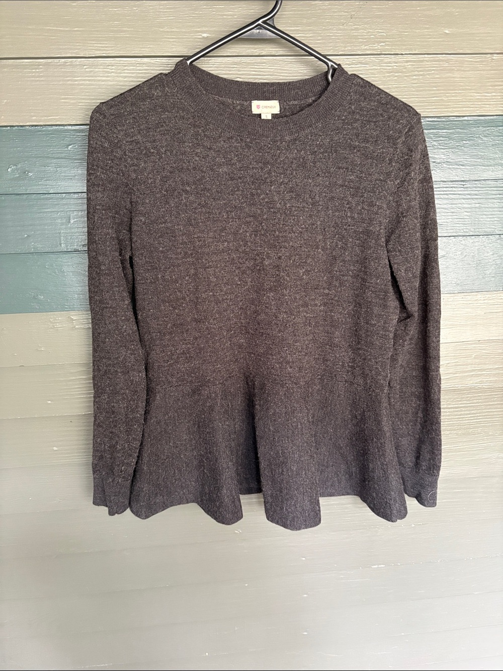 Daniel Cremieux Wool Blend Charcoal Peplum Crewneck Sweater